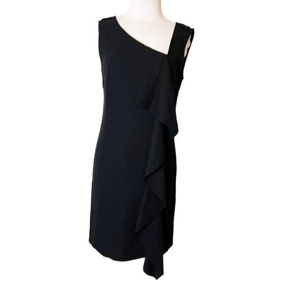 Tory Burch Dresses & Skirts - Tory Burch wool asymmetrical neck ruffle dress black sz S